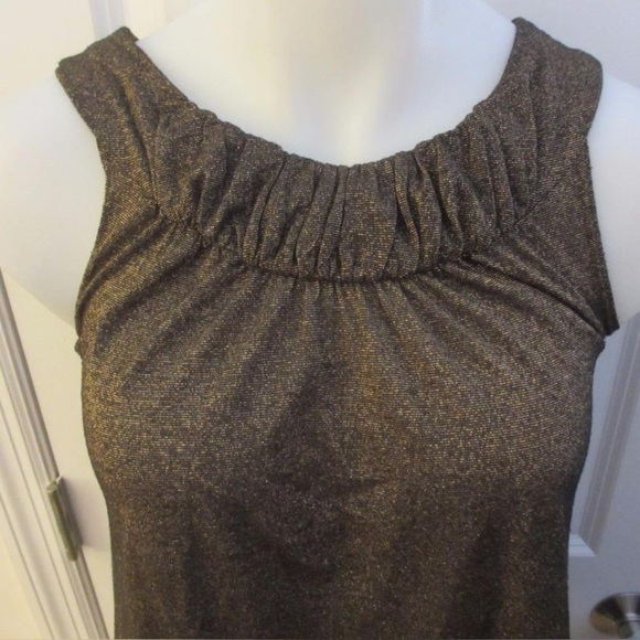 Vintage Havana Bronze Shimmer Sleeveless Top Y2K Metallic Glam Party Chic Small - Picture 4 of 11